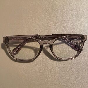 Quay Australia Hardware Mini Blue Light Glasses Clear Grey